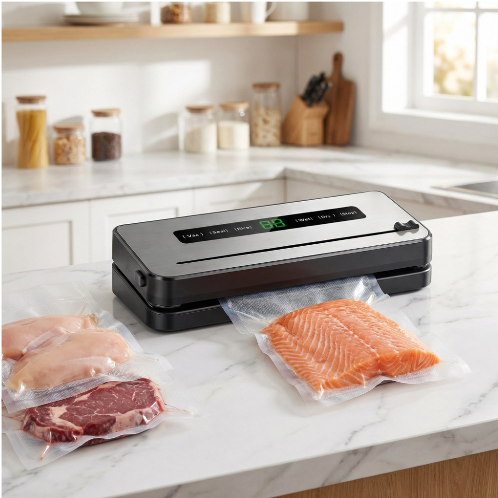 Machine Sous Vide Alimentaire | Conservation Optimale des Aliments – Scellage Automatique, Compacte, 10 Sacs Inclus