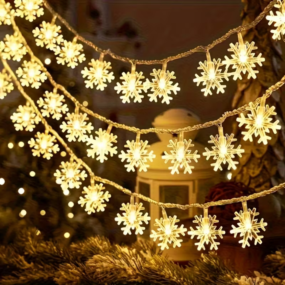 Guirlande rideau LED flocons de neige