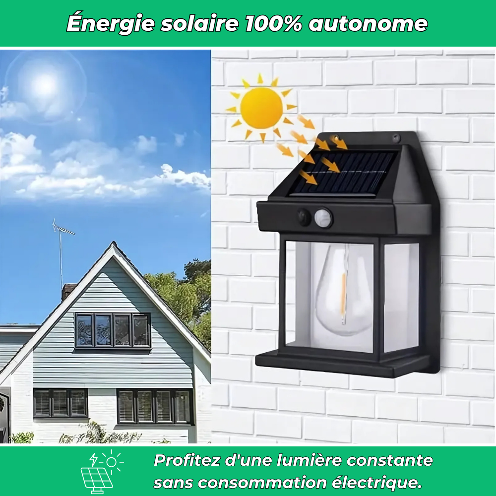 Lampe Murale Solaire à Détection – Éclairage Extérieur Écologique avec Capteur de Mouvement