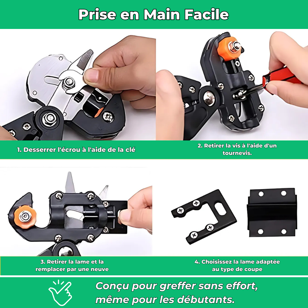 Kit d'Outils de Greffage 3 en 1 – Sécateur, Lames et Ruban pour Greffage Précis et Efficace