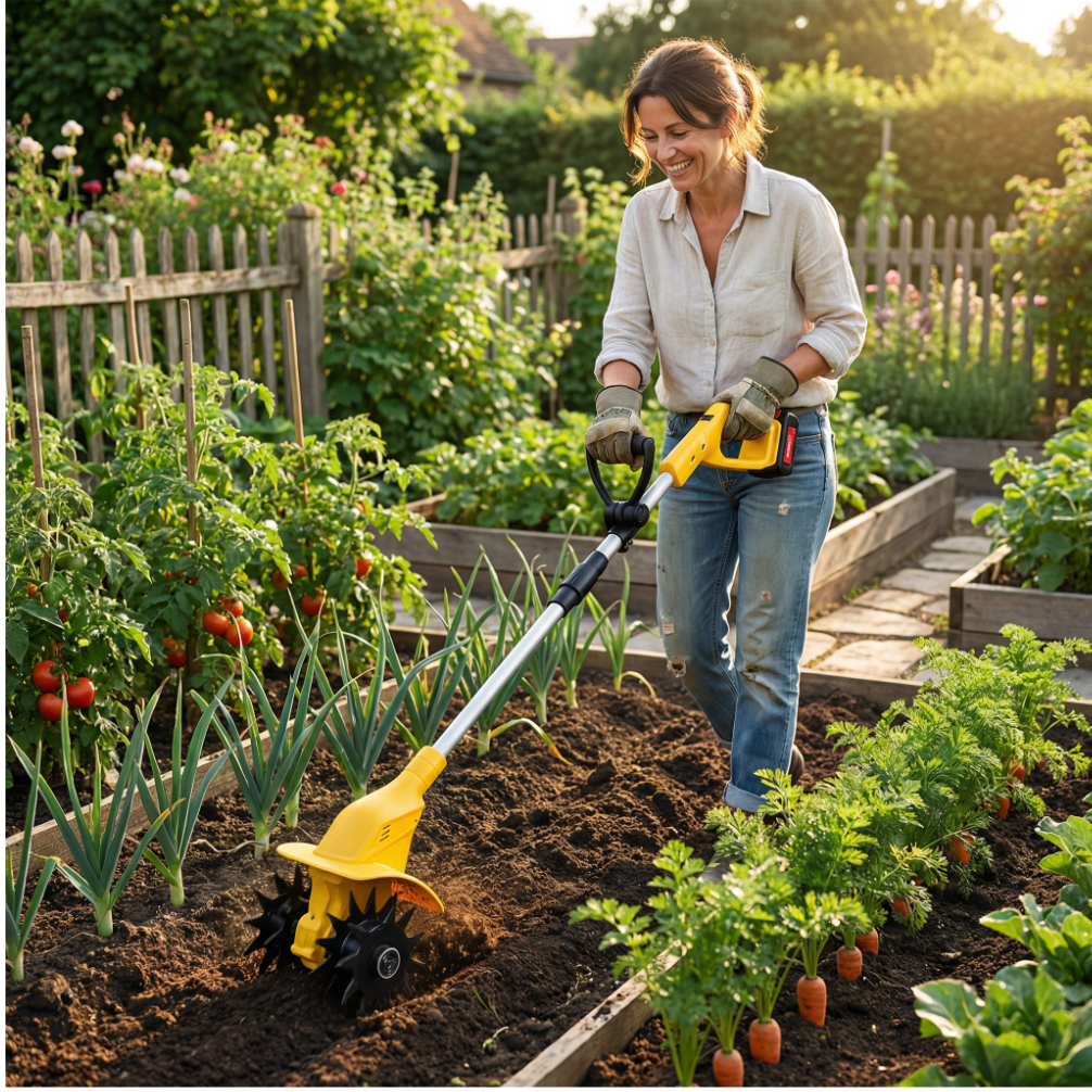 M10 Pro Motobineuse Électrique Sans Fil 20V | Motoculteur Portable de Jardin | Mini Cultivateur pour Potager et Bordures