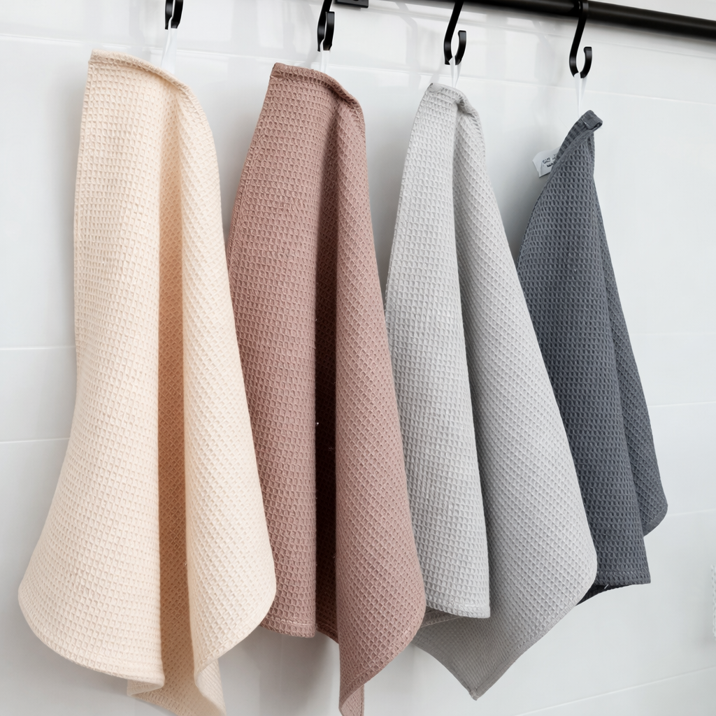 Lot de 4 torchons de cuisine en coton gaufré absorbants et épais