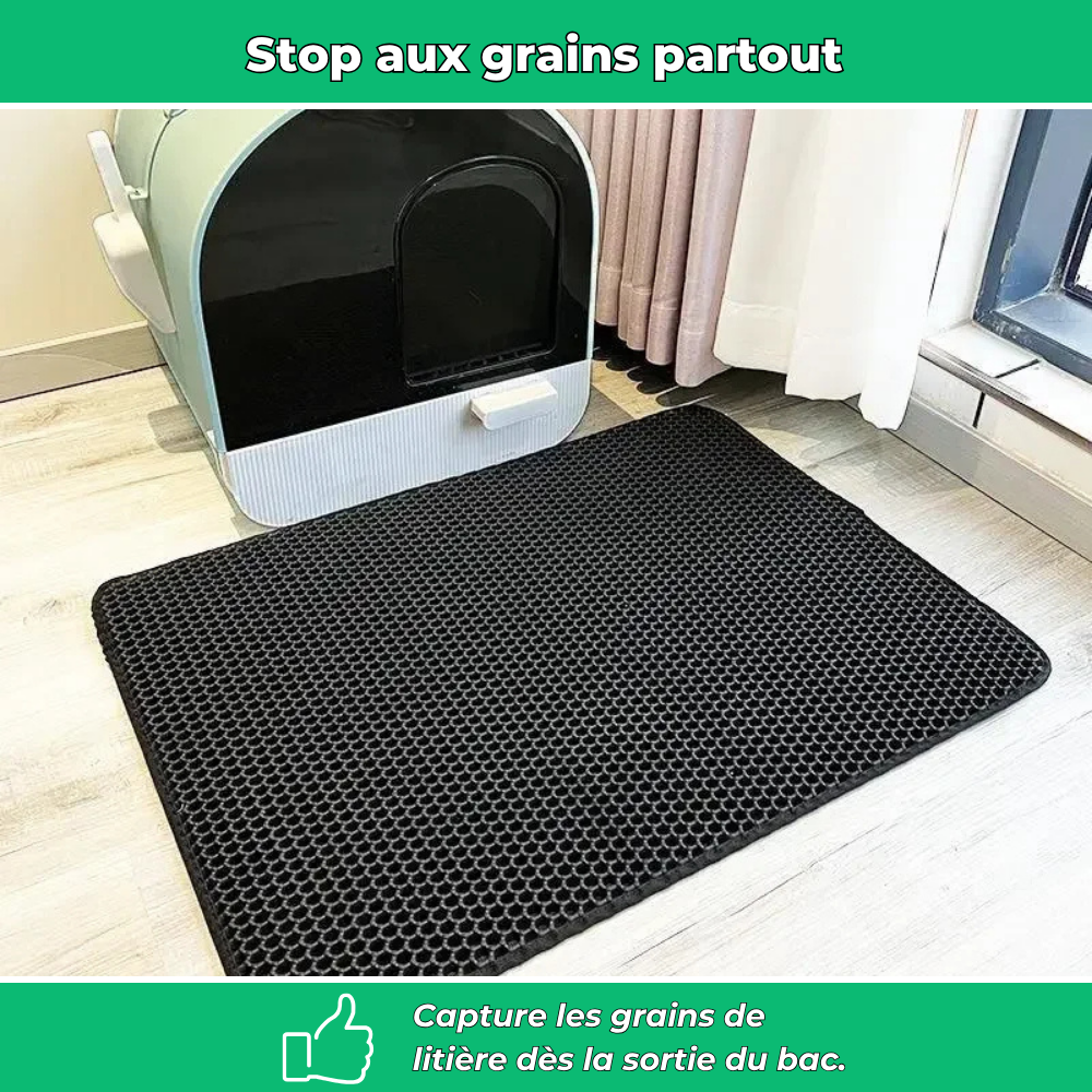 Tapis attrape-litière double couche pour chat – Anti-débordement et facile à nettoyer
