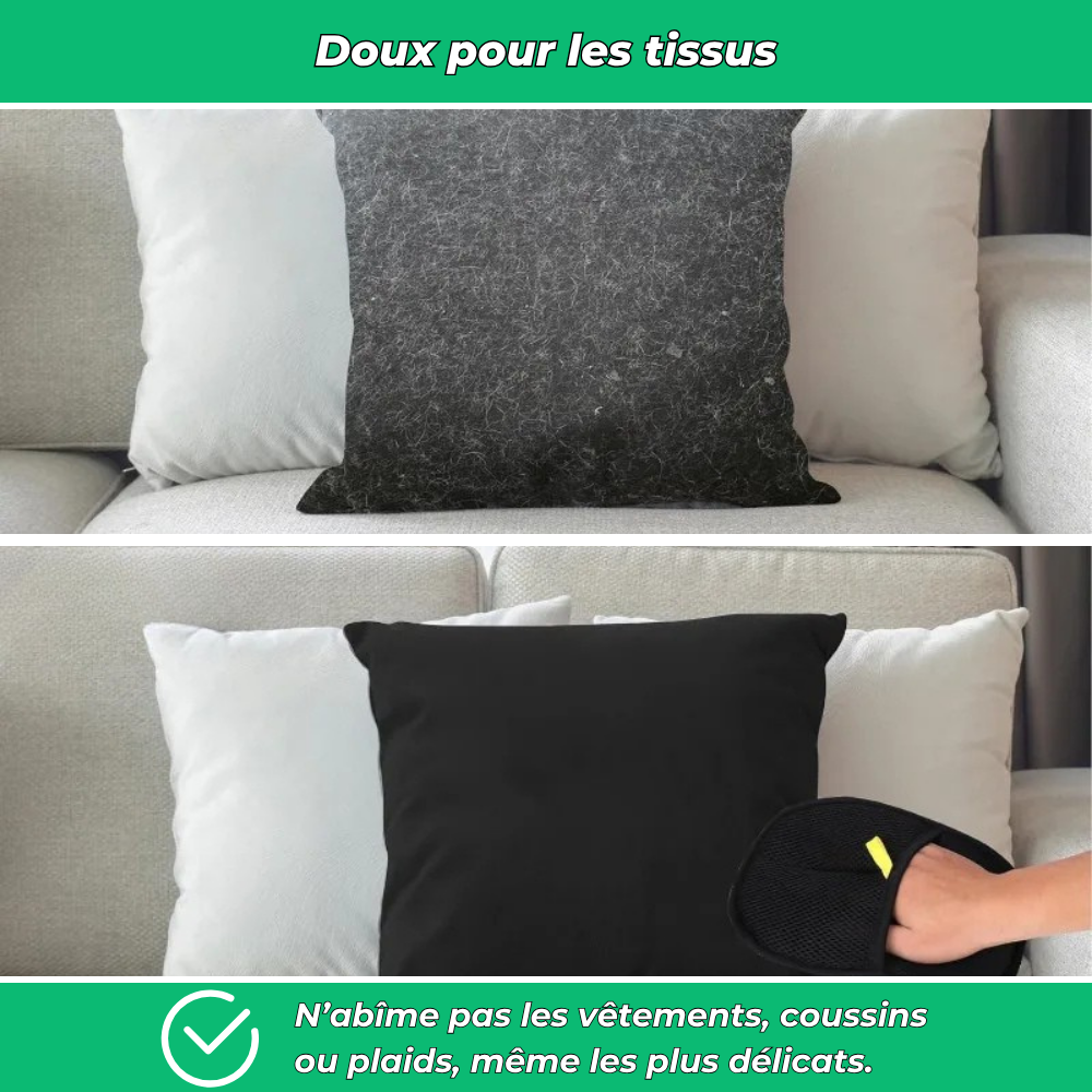 Gant de toilettage anti-poils pour chiens et chats – Brosse électrostatique ramasse-poils