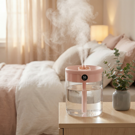 Humidificateur d’air double jet silencieux 2L humidificateur de chambre avec écran LED USB