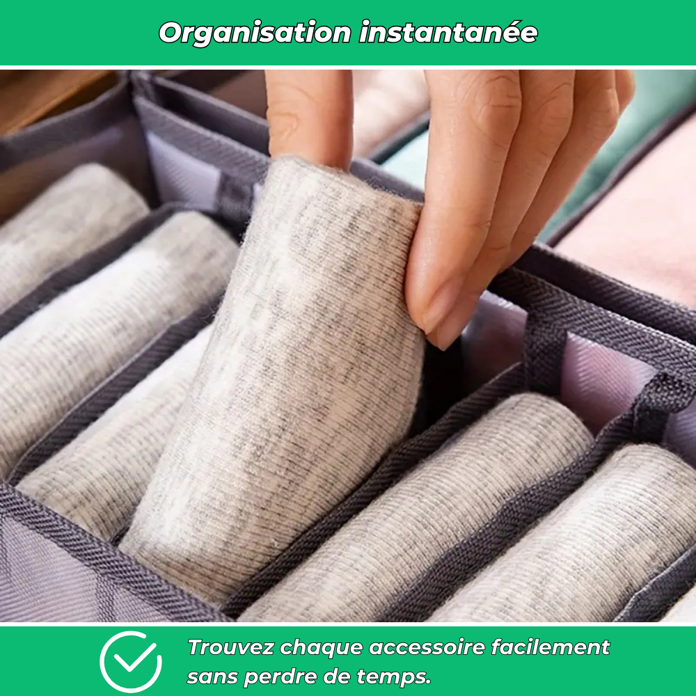 Organisateur de sous-vêtements pliable 11 compartiments