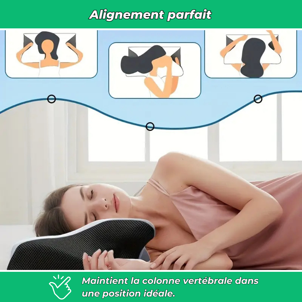 Night'Zen Evo | Oreiller cervical ergonomique mémoire de forme | Soutien cou et dos
