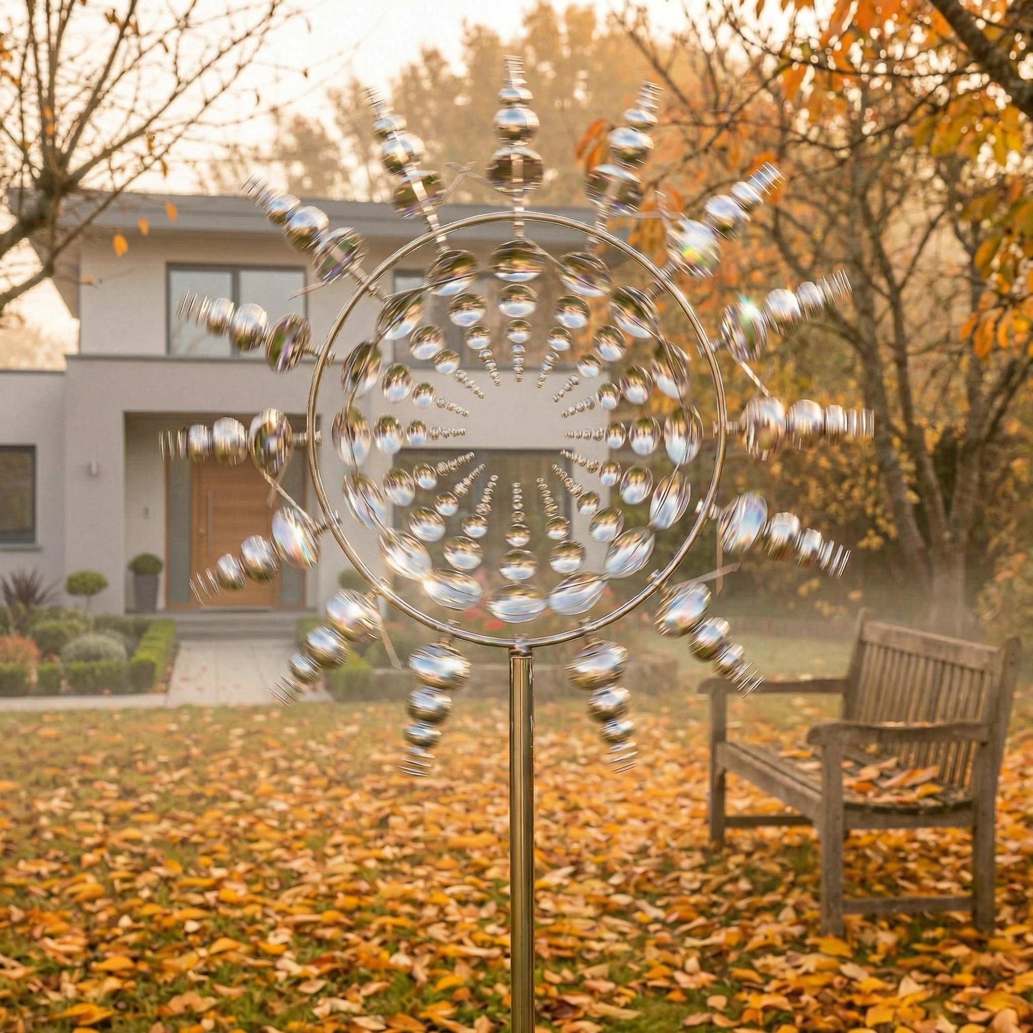 Moulin à Vent Magique en Métal 360° | Décoration Extérieure Jardin Résistante au Vent et à la Pluie