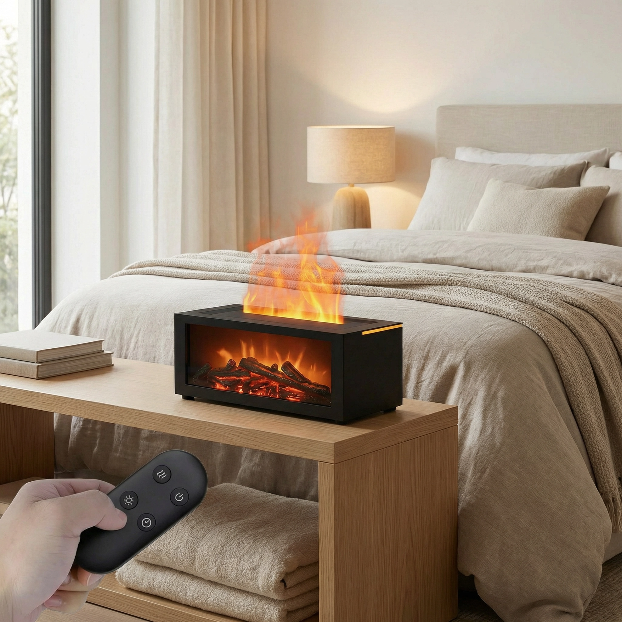 Diffuseur De Parfum Maison – Diffuseur Huiles Essentielles Flamme 3D Effet Cheminée LED avec Humidificateur