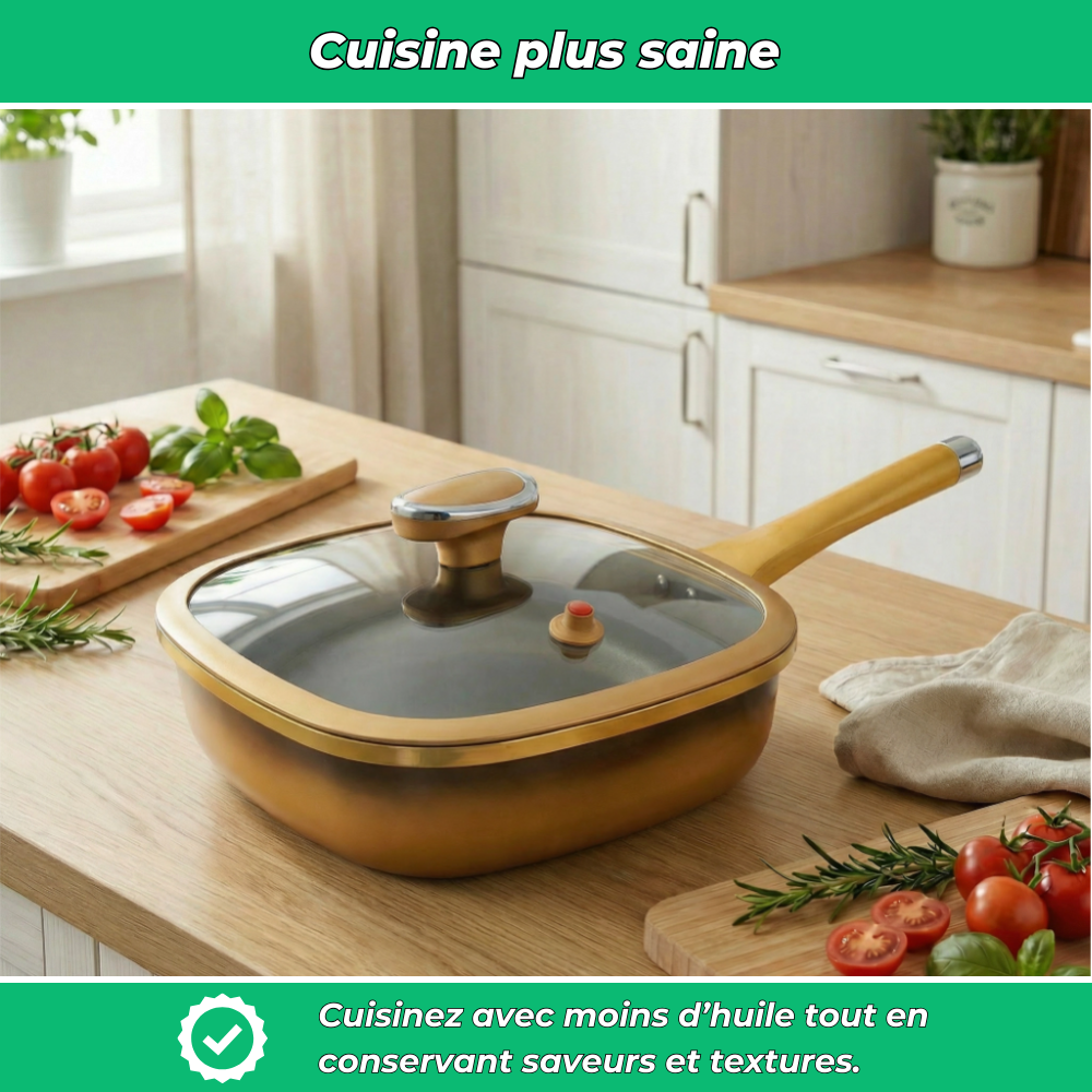 TitaneCook | Poêle Antiadhésive en Titane 30cm | Cuisine Saine Facile | Compatible Induction Gaz