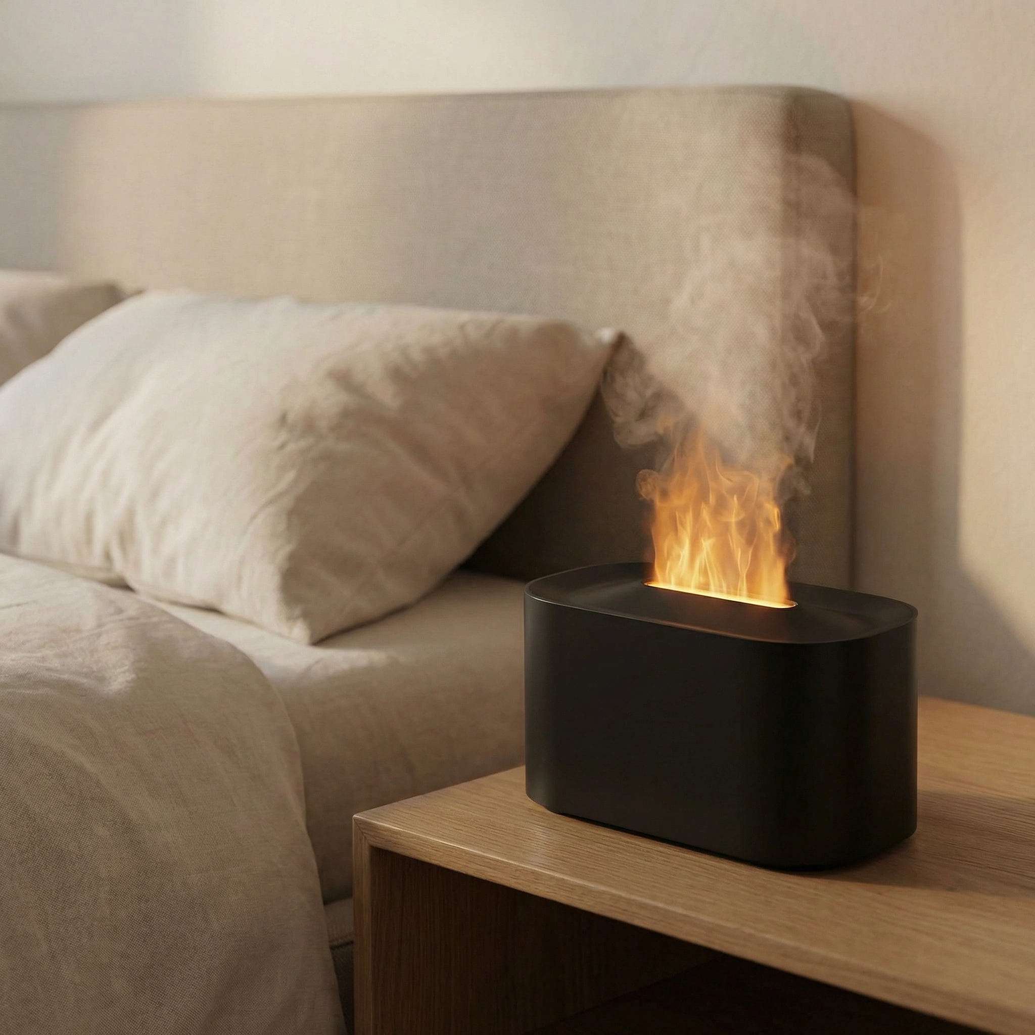 Diffuseur Huiles Essentielles – Diffuseur de Parfum Maison avec Humidificateur Effet Flamme LED