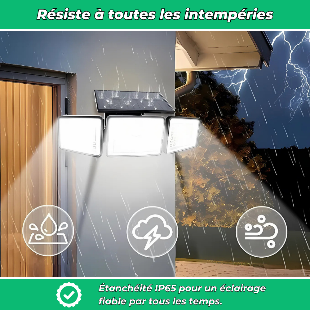 Solar'400 | Lampe de sécurité solaire Extérieur | Détecteur de Mouvement | Autonomie 12h