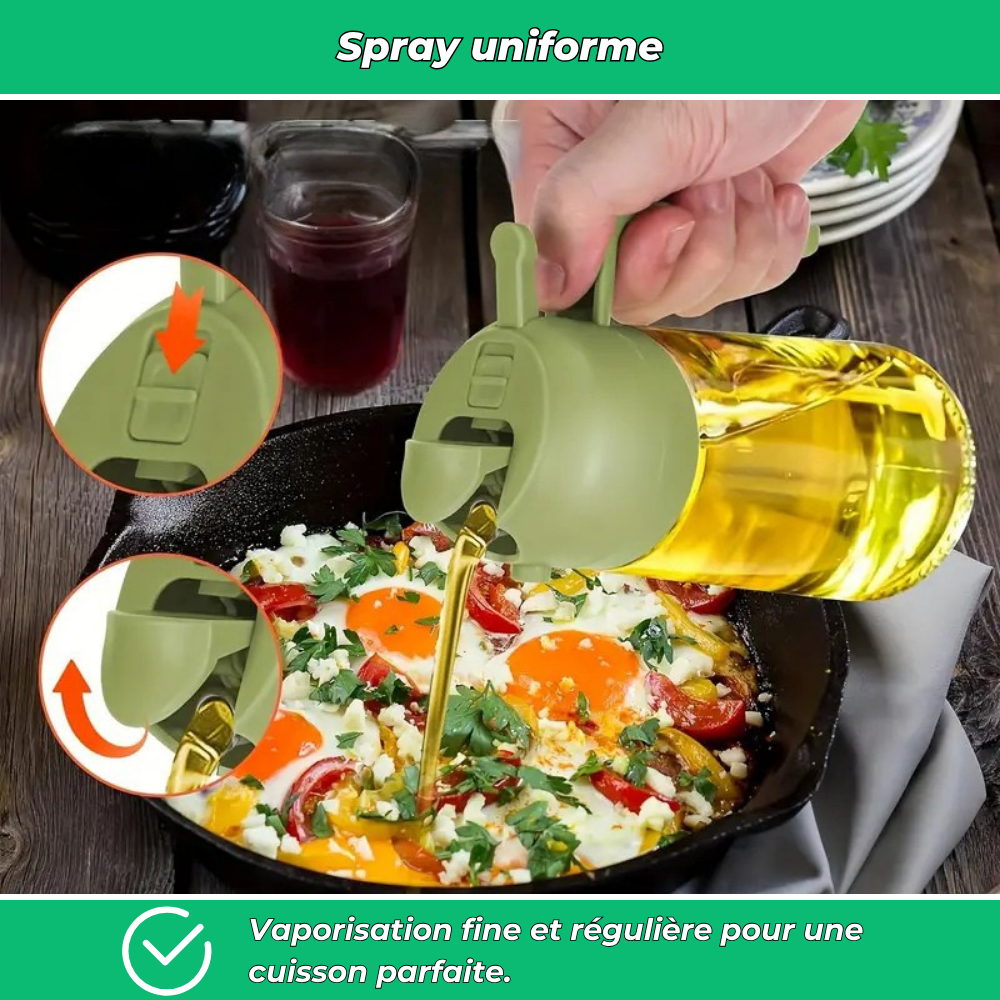 Vaporisateur d’huile d’olive 2 en 1 | Spray et verseur pratique pour cuisson, salade et barbecue