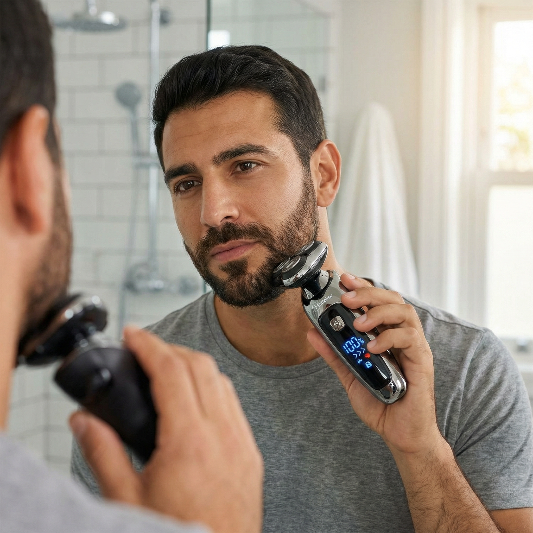 Rasoir Hommes Électrique Rotatif Professionnelle Rechargeable Étanche 3-en-1 Barbe Cheveux Tondeuse