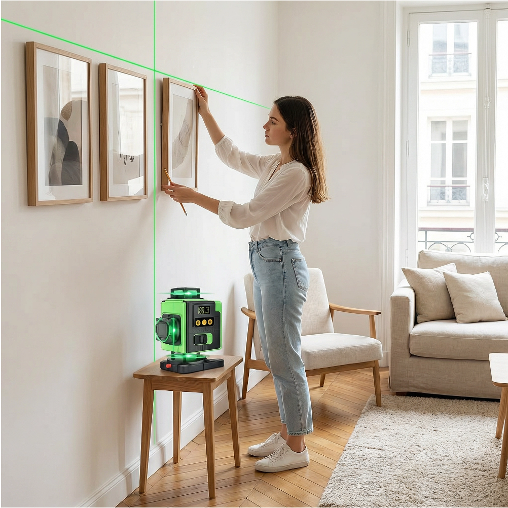 L50 PRO Niveau Laser 4D – 16 Lignes Vertes Auto-Nivelant 360° – Haute Précision Bricolage Pro