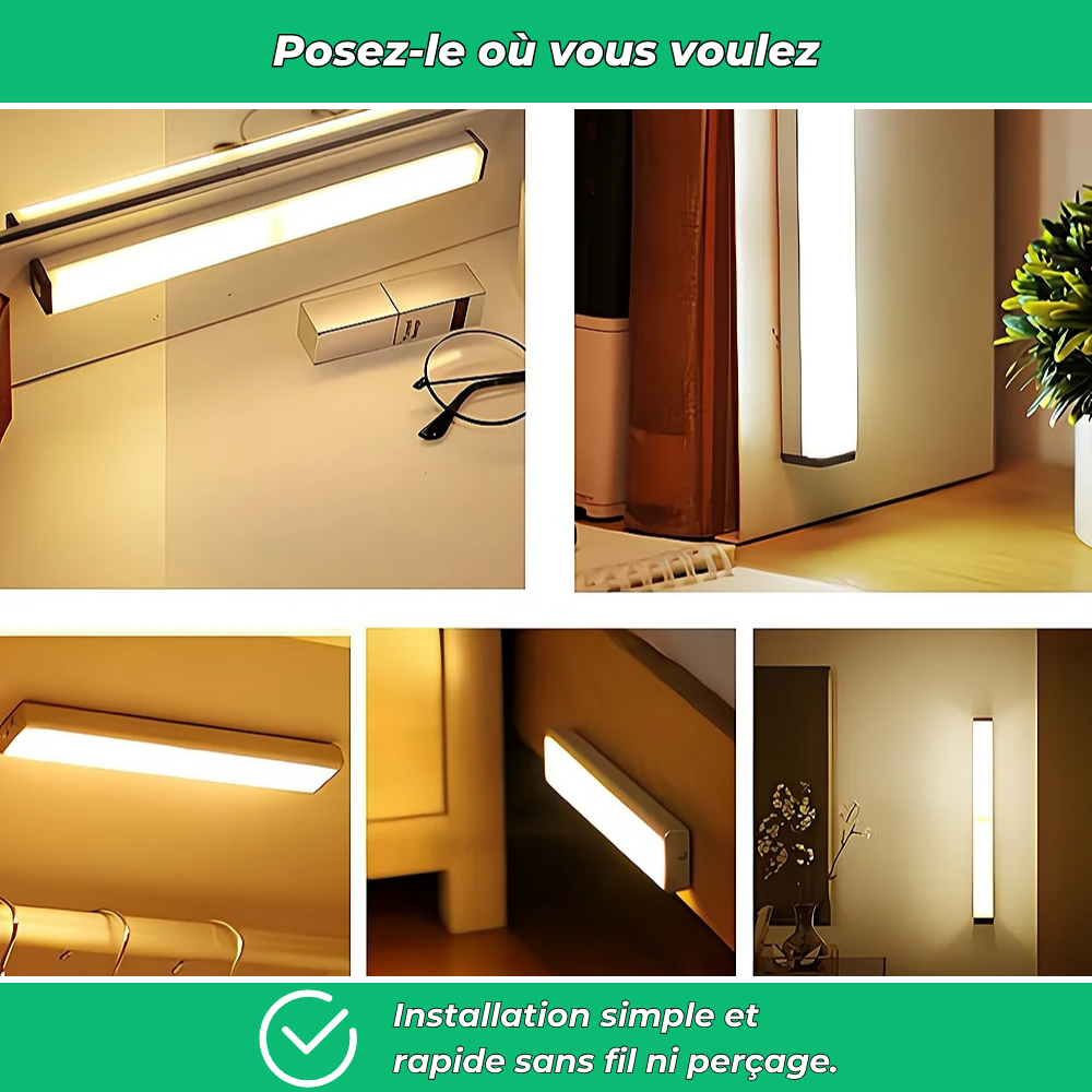 LightFlex – Éclairage LED 30cm sans fil avec détecteur de mouvement intégré