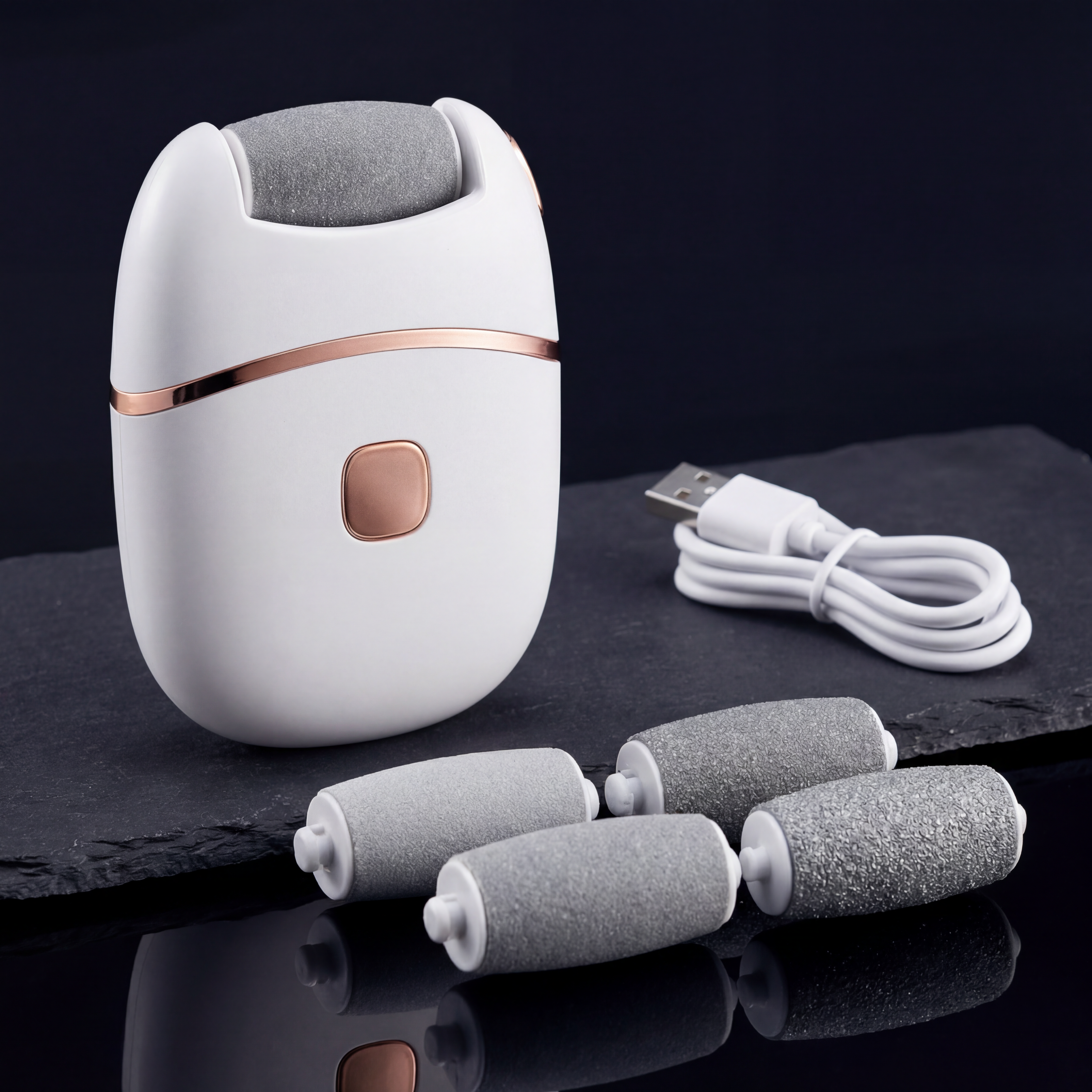 Râpe Pieds Électrique Rechargeable avec 6 Têtes | Pédicure Maison, Anti Callosités, Lime Pieds USB