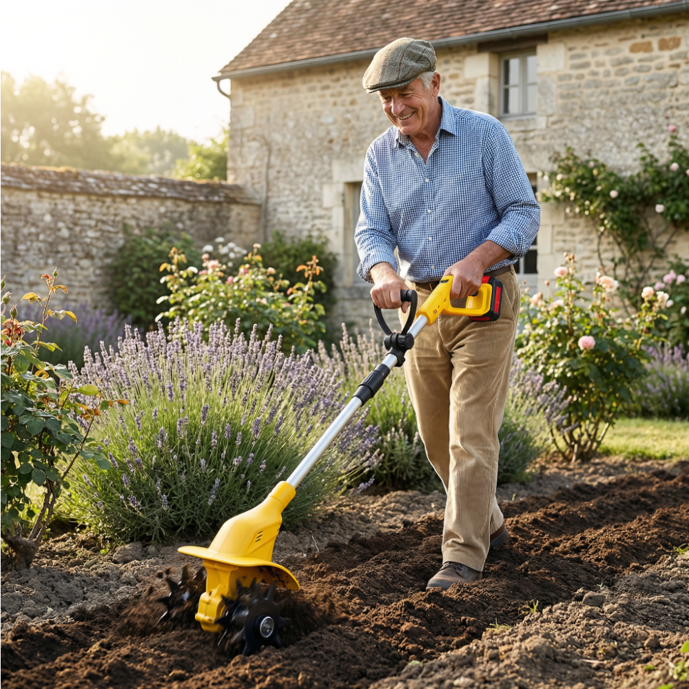 M10 Pro Motobineuse Électrique Sans Fil 20V | Motoculteur Portable de Jardin | Mini Cultivateur pour Potager et Bordures