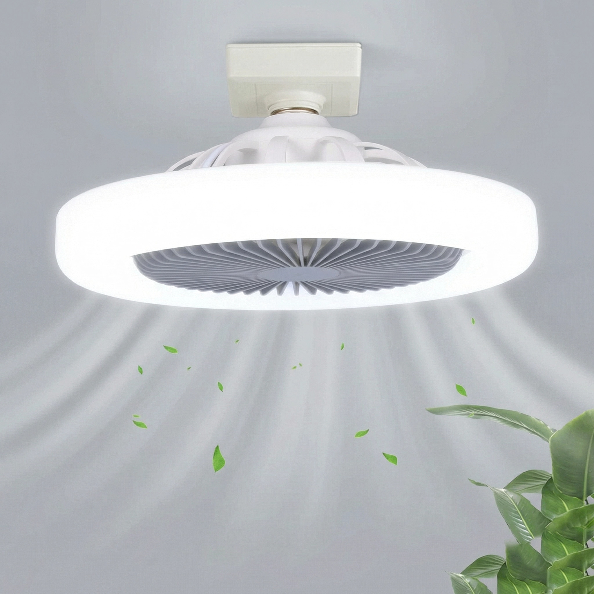 AirPulse Ventilateur de Plafond LED Silencieux avec Télécommande | Ventilateur Plafonnier 2 en 1 E27 Compact