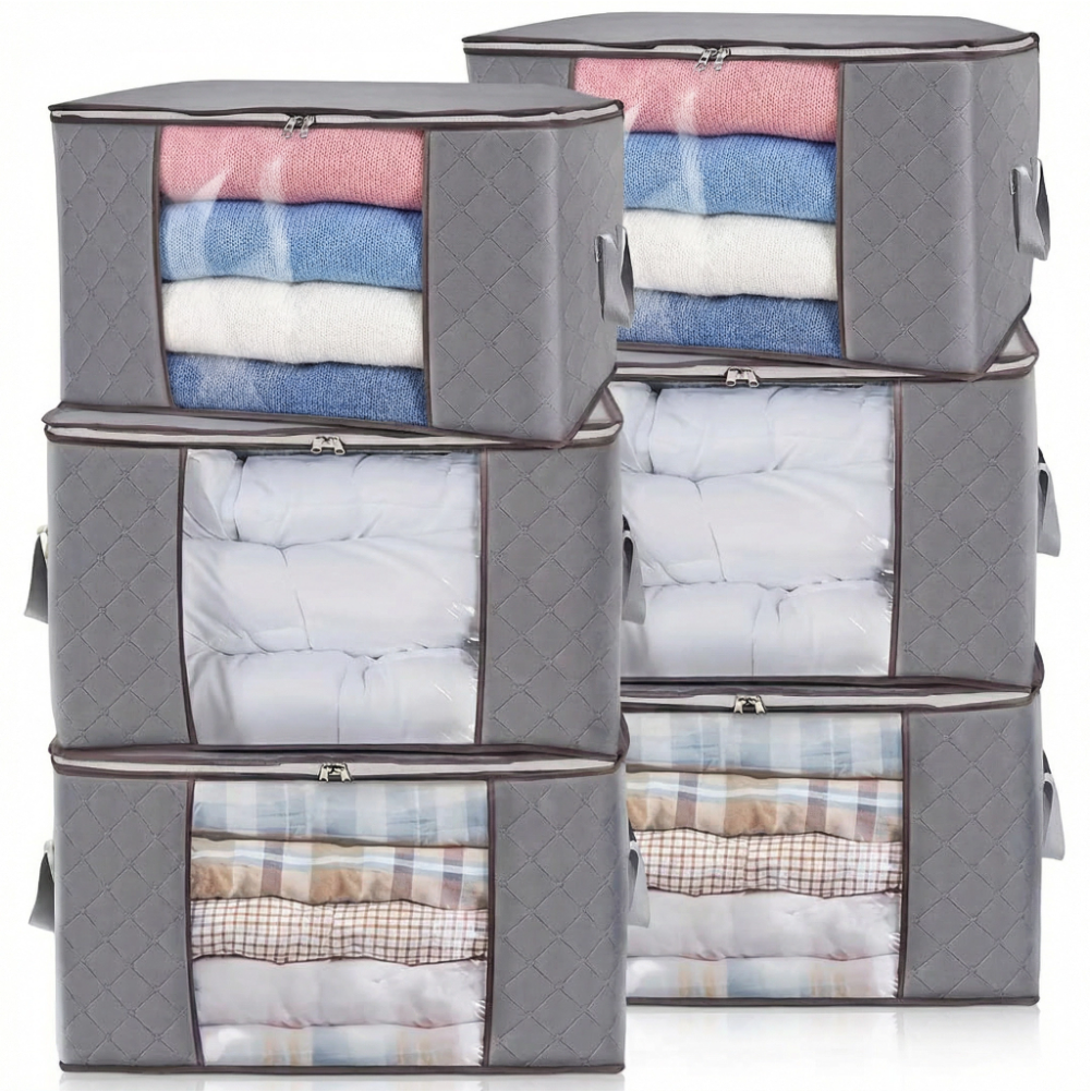 Boîte de rangement en tissu transparente | Organisateur vêtements et couettes | Sac pliable grande capacité placard