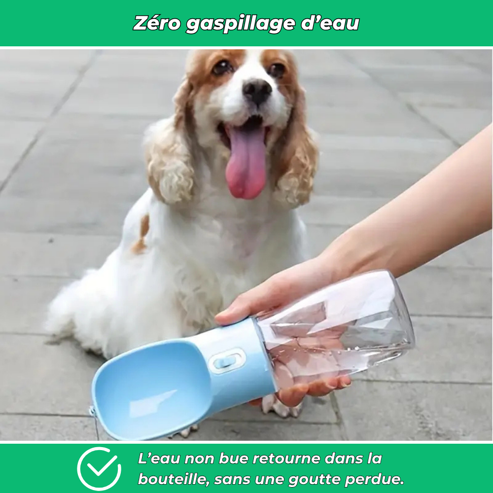 Gourde de voyage avec bol intégré pour chien – Hydratation pratique en extérieur