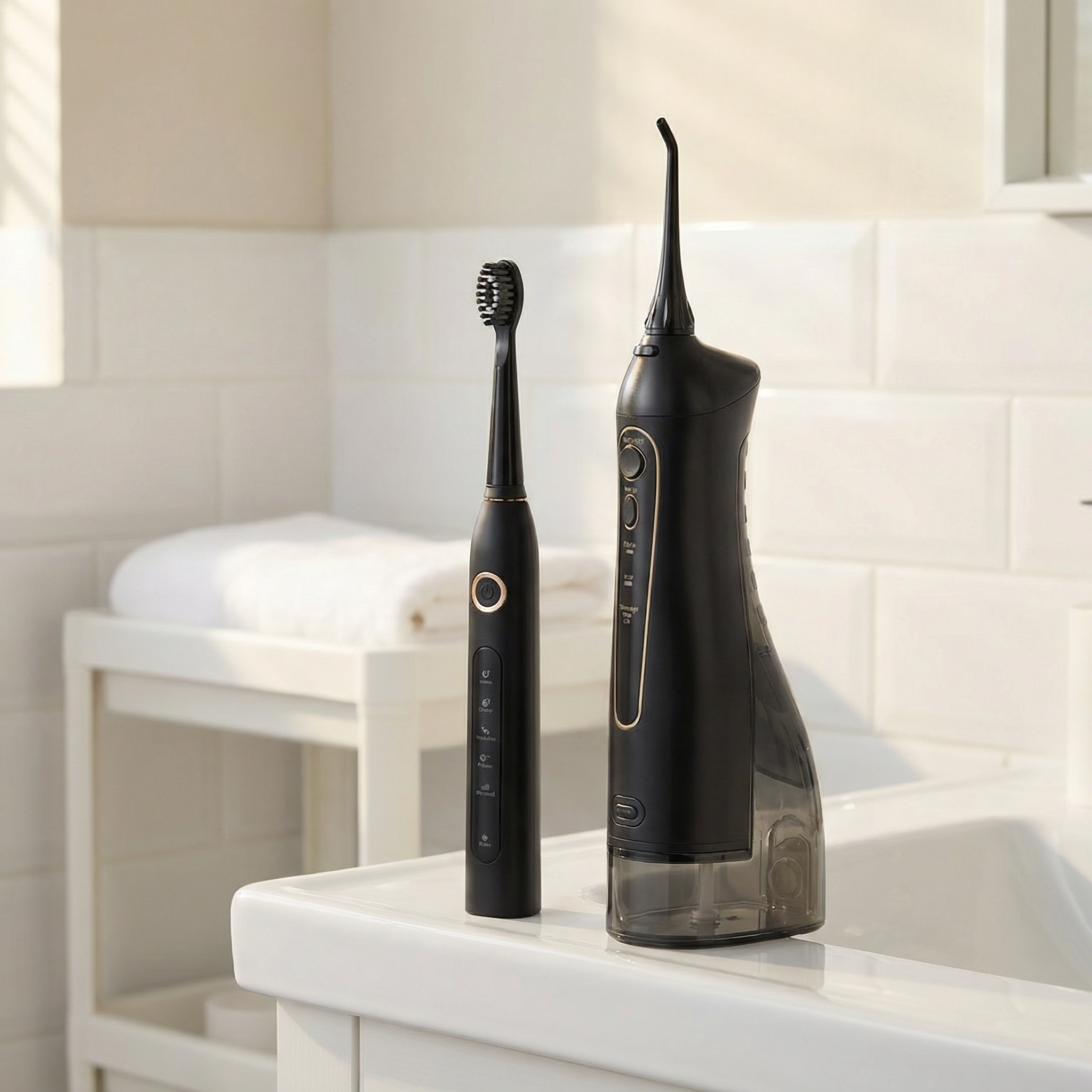 KimiKit | Kit Hygiène Dentaire Complet Électrique | Brosse à Dents Électrique & Jet Dentaire Rechargeable IPX7