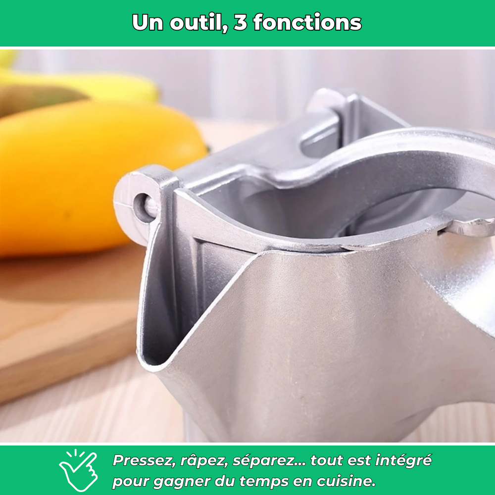 Zestio | Presse-agrumes manuel en acier | 3-en-1 pour jus frais