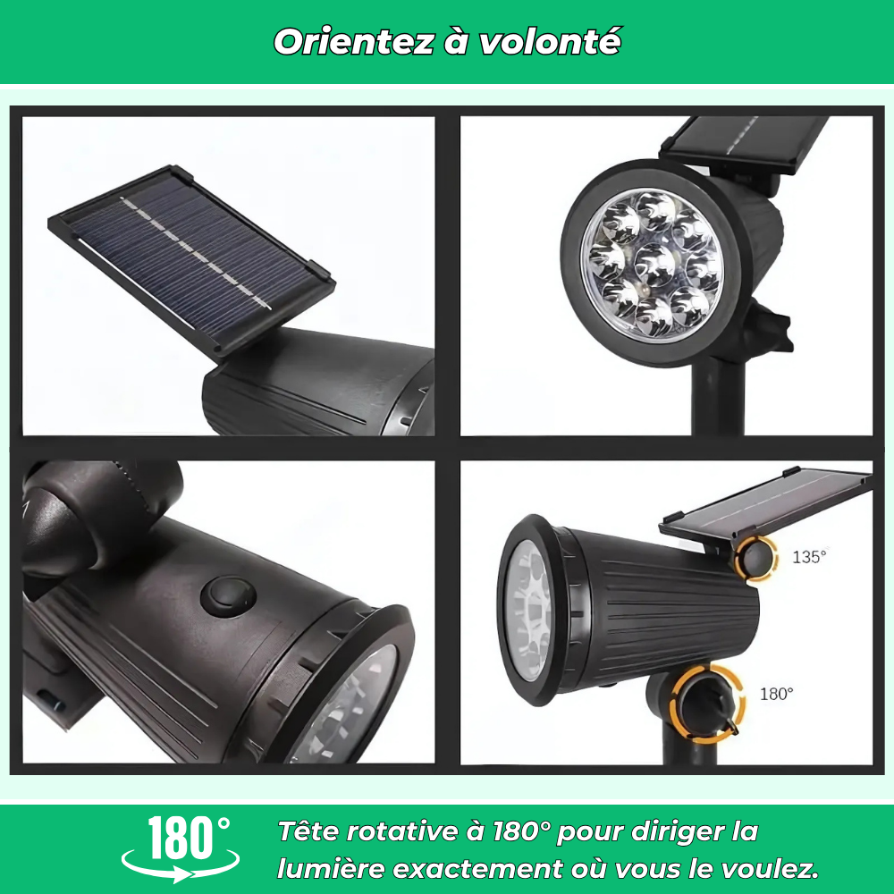 Spot solaire LED extérieur orientable et étanche (lot de 2)