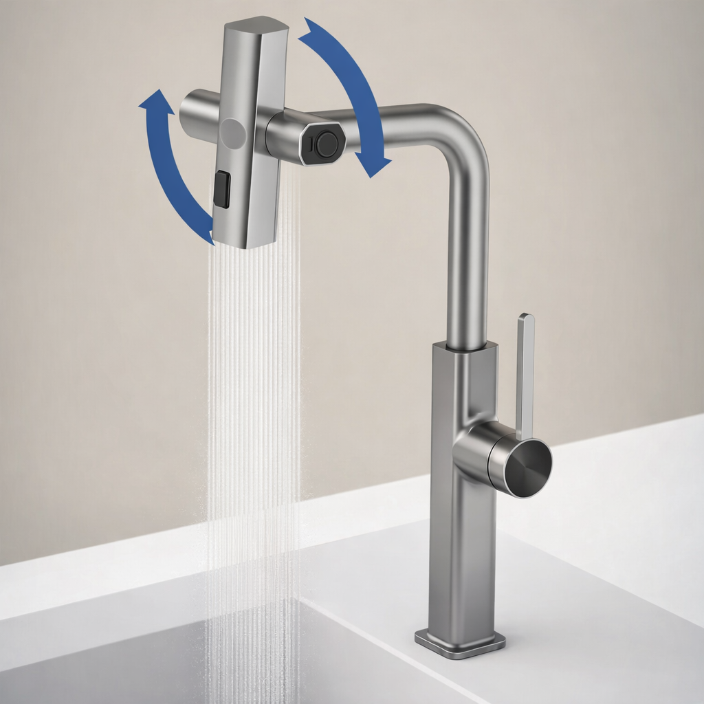 Extension Robinet 360° 4-en-1 Cuisine | Douchette Rotative Haute Pression Multifonction