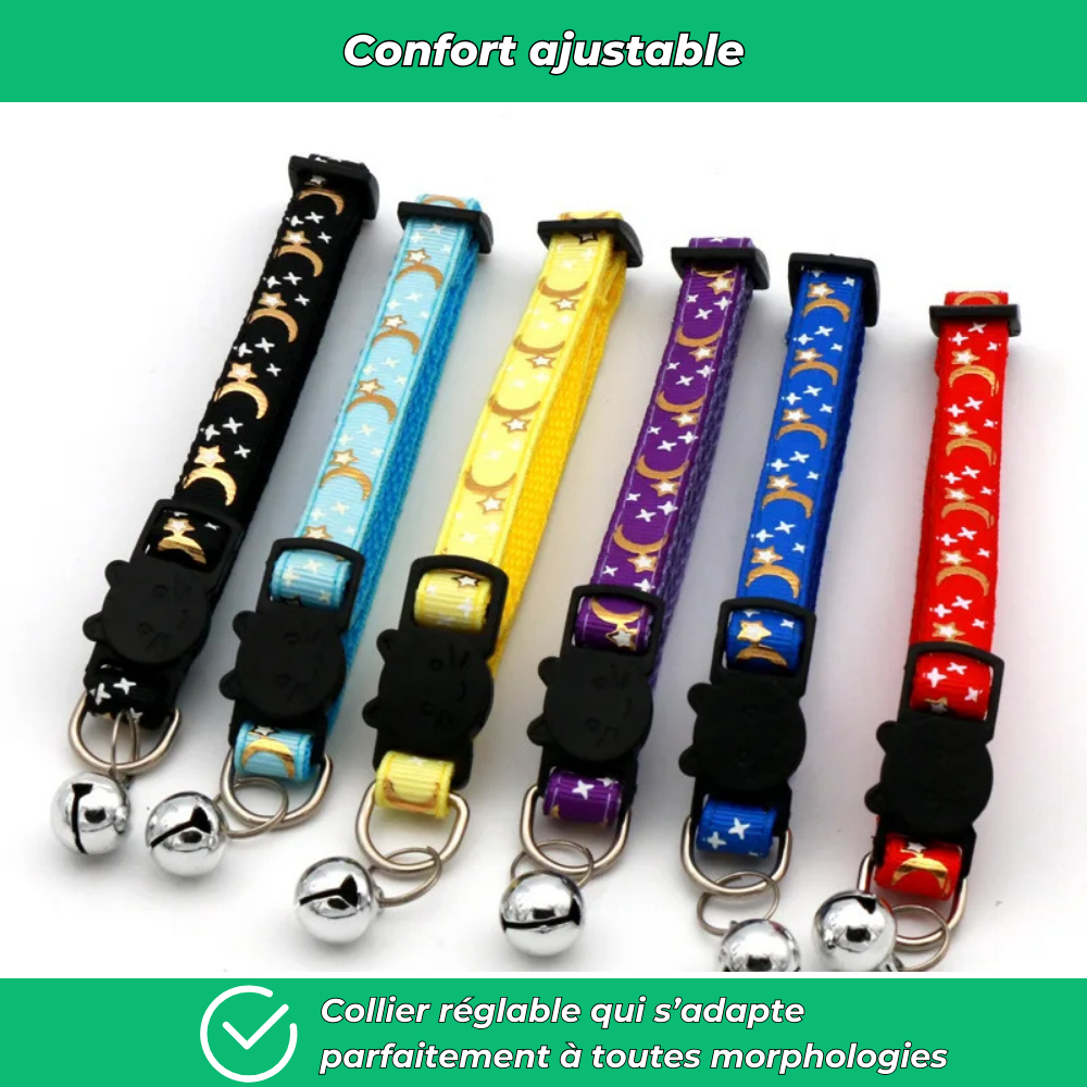 Collier réglable de sécurité pour chat – Avec clochette amovible