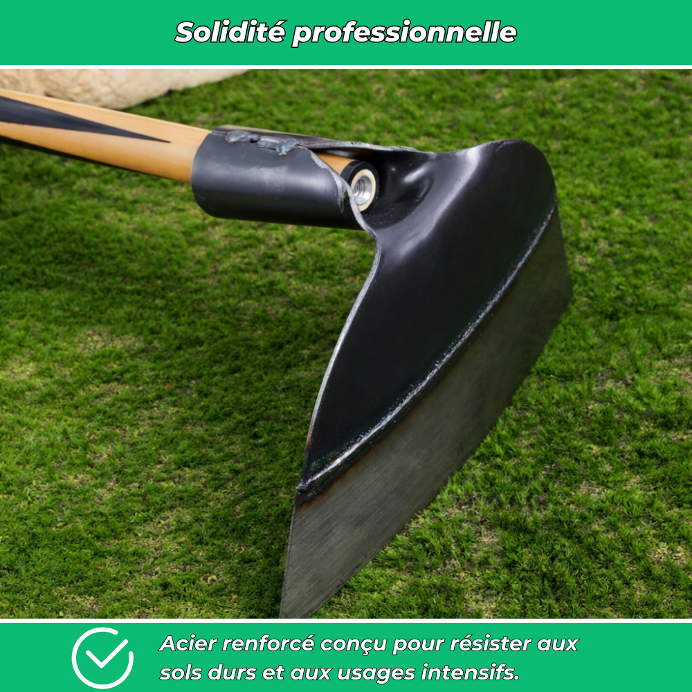 Houe de jardin en acier pour désherbage et aération du sol – Outil manuel robuste sans manche