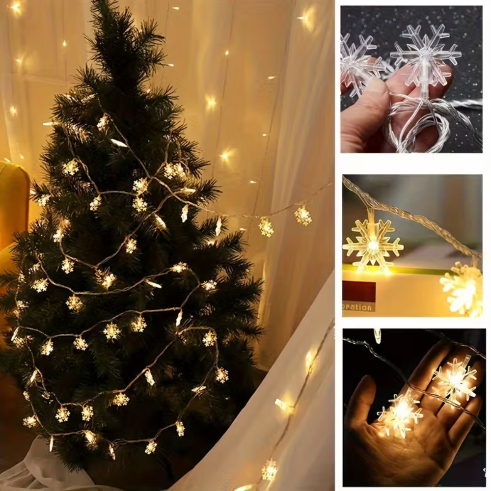 Guirlande rideau LED flocons de neige