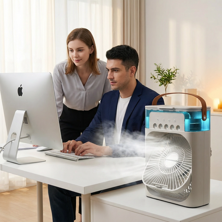 AirFlow Rafraîchisseur d’Air Portable | Mini Climatiseur Silencieux USB | Ventilateur Humidificateur 3 en 1 Compact