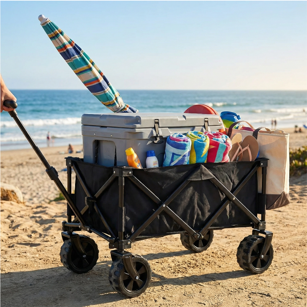 Chariot de Jardin Pliable 150 kg | Chariot de Course Robuste Grande Capacité | Chariot de Transport Pliable