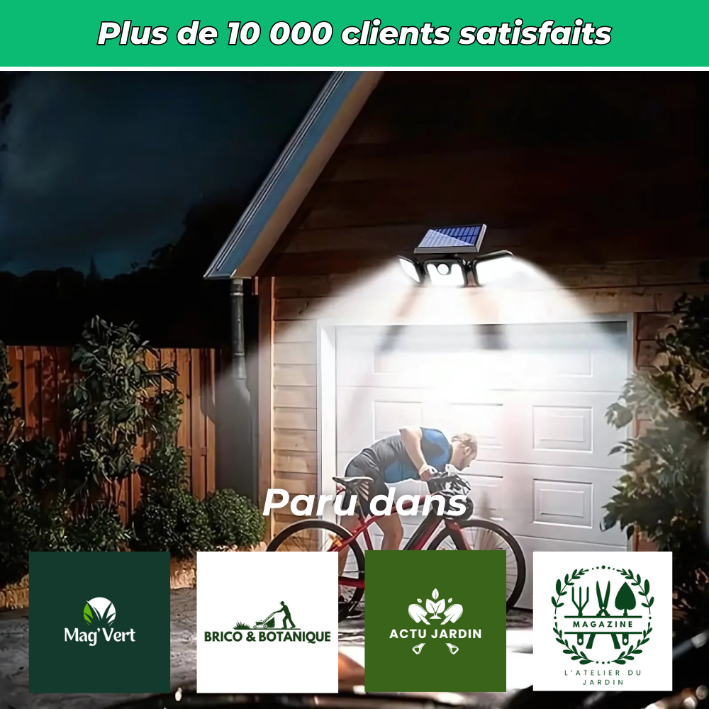 Solar'400 | Lampe de sécurité solaire Extérieur | Détecteur de Mouvement | Autonomie 12h