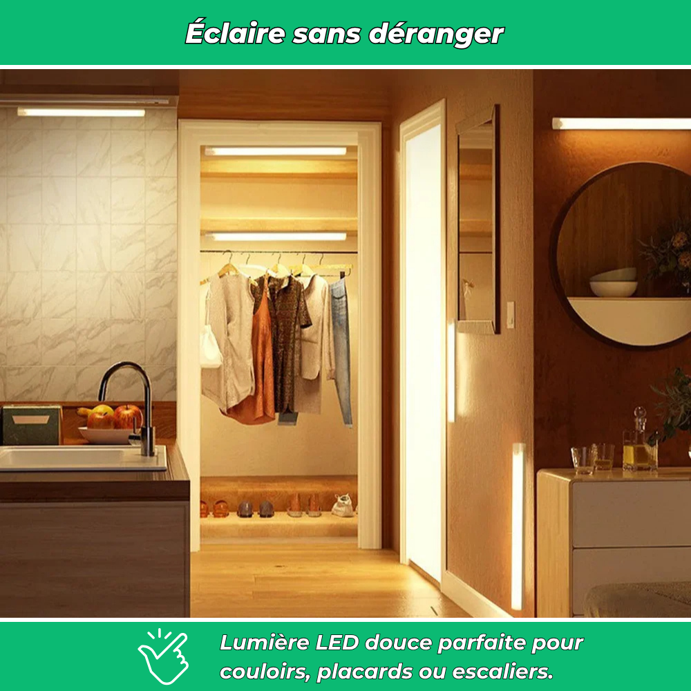 LightFlex – Éclairage LED 30cm sans fil avec détecteur de mouvement intégré