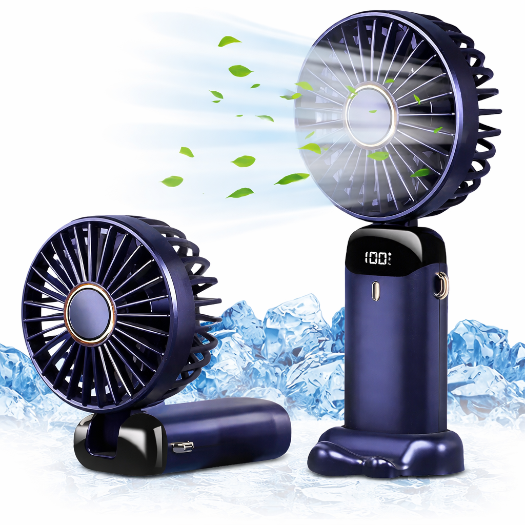 Ventilateur Portable USB Rechargeable 5 Vitesses | Mini Ventilateur Pliable avec Écran LED | Fraîcheur Optimale Bureau Voyage