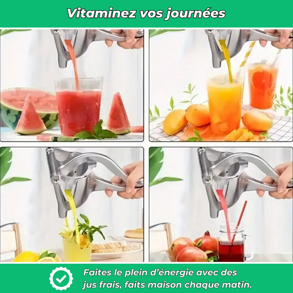 Zestio | Presse-agrumes manuel en acier | 3-en-1 pour jus frais