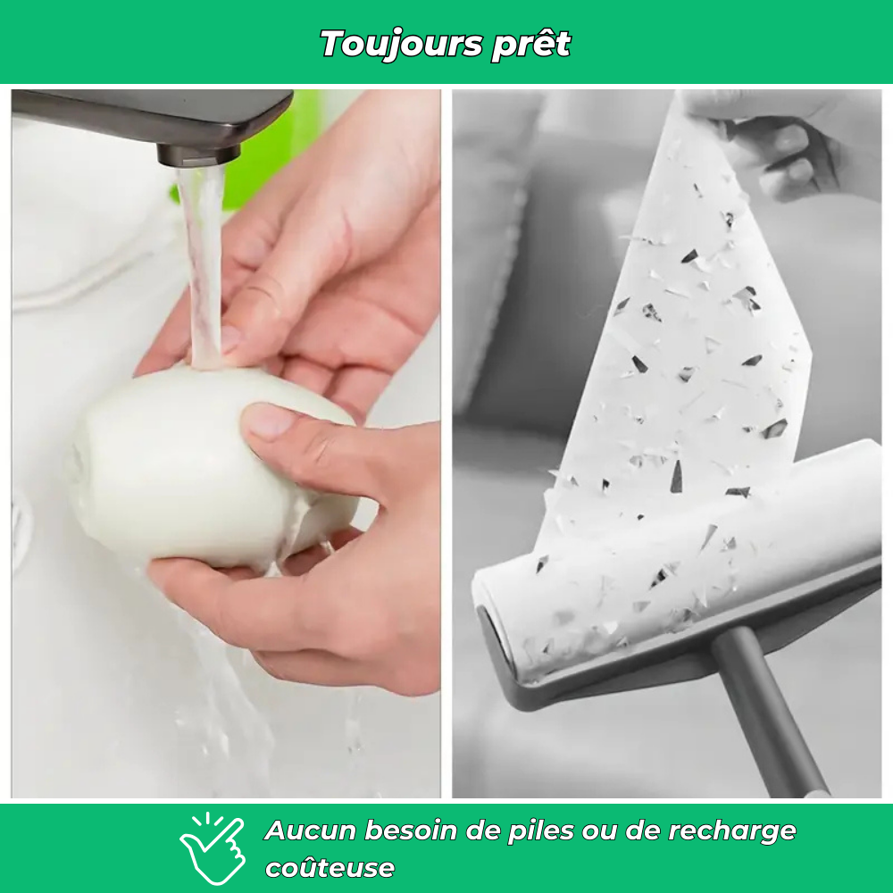 Rouleau anti-poils réutilisable – Élimine poils de chiens et chats sur textiles