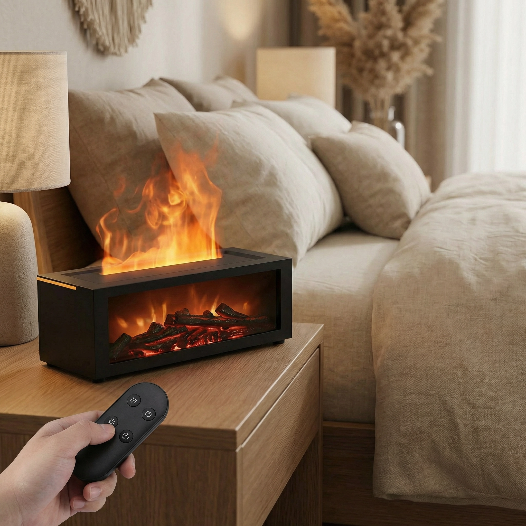 Diffuseur De Parfum Maison – Diffuseur Huiles Essentielles Flamme 3D Effet Cheminée LED avec Humidificateur