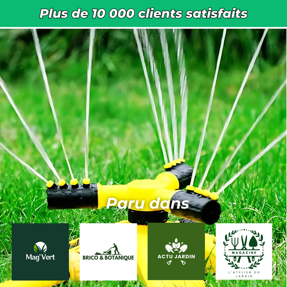 Arroseur Rotatif à 3 Bras – Arrosage Automatique Grand Angle pour Jardin et Pelouse
