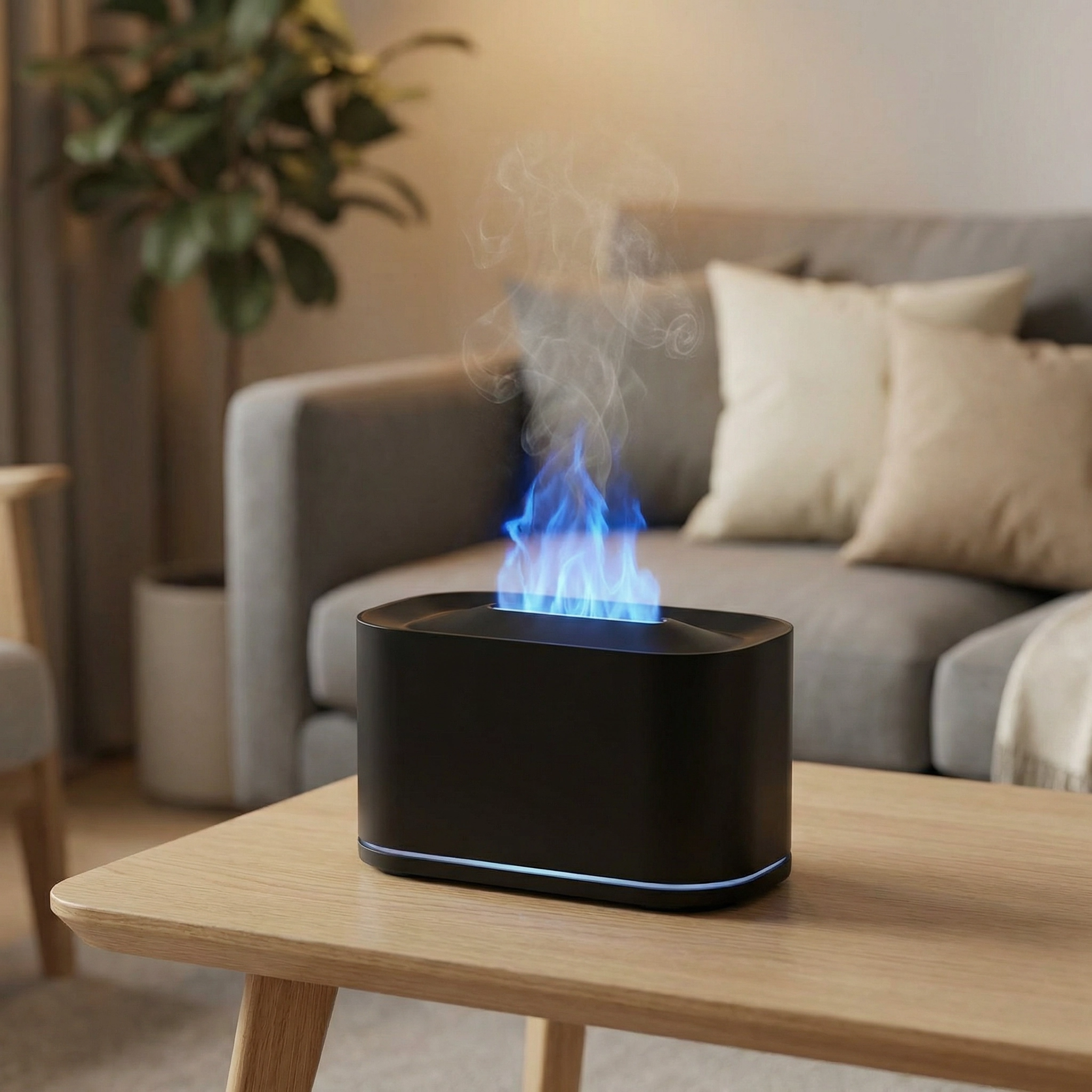 Diffuseur Huiles Essentielles – Diffuseur de Parfum Maison avec Humidificateur Effet Flamme LED