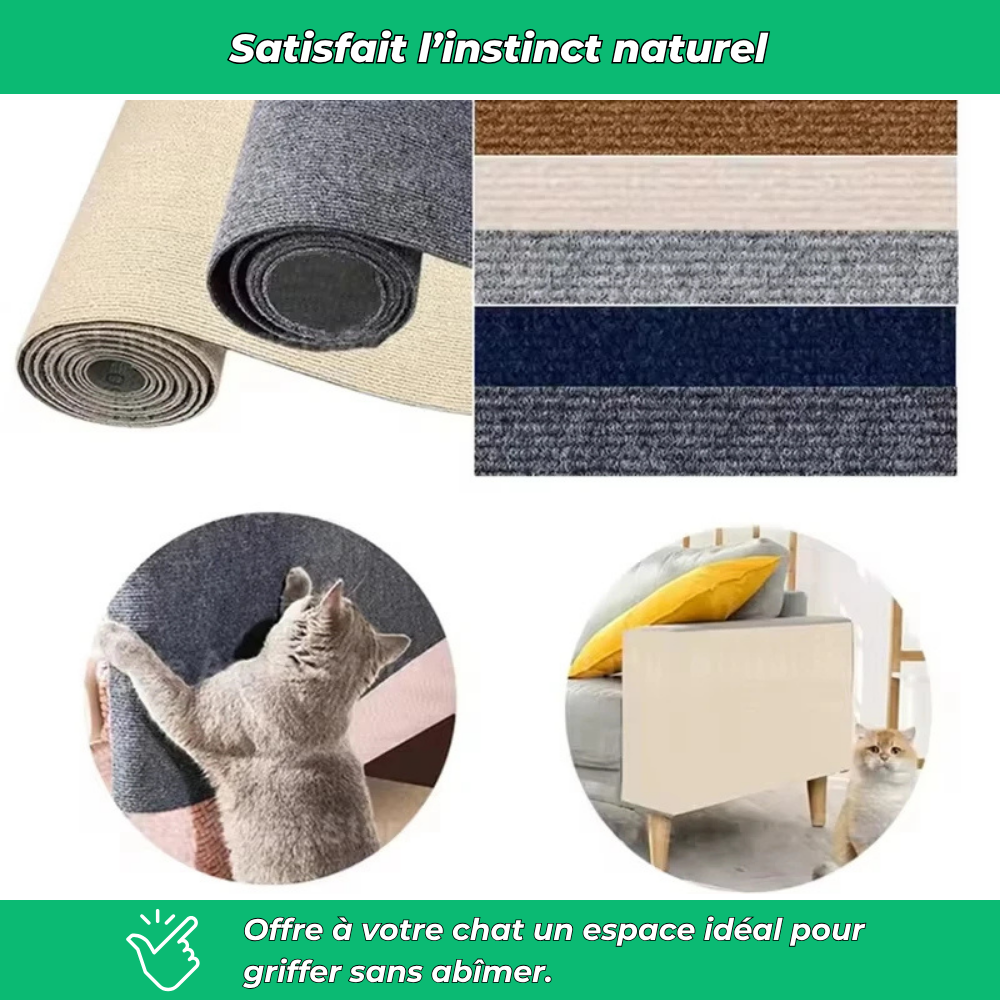 Tapis griffoir auto-adhésif pour chats – Protège murs et meubles des griffes