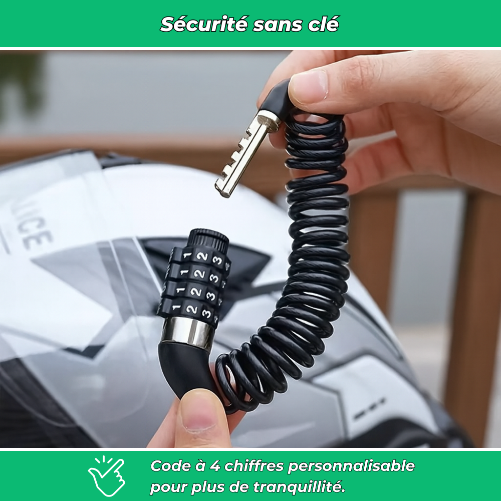 Antivol casque moto câble en acier inoxydable