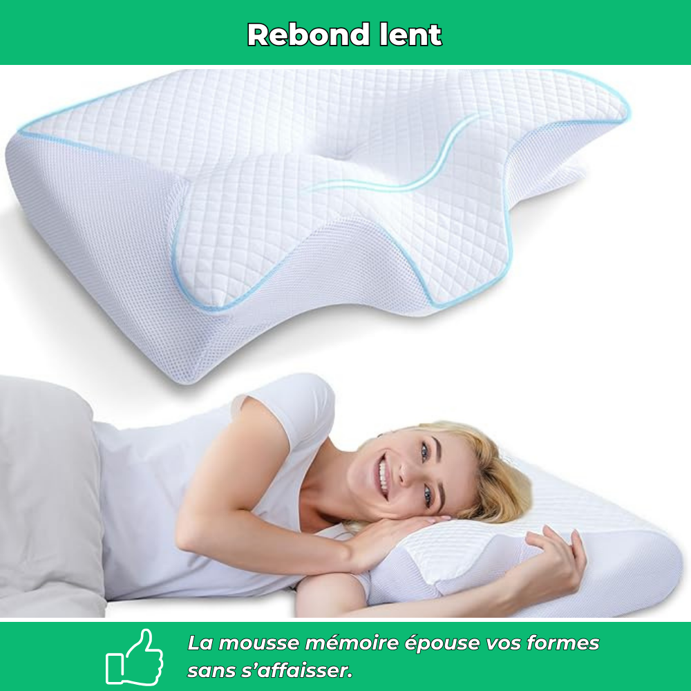 Night'Zen Evo | Oreiller cervical ergonomique mémoire de forme | Soutien cou et dos