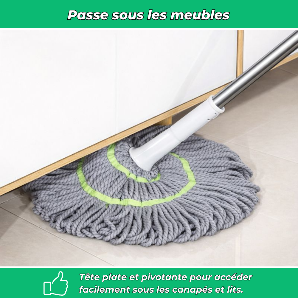 Turbo'Clean | Serpillière rotative auto-essorante | Essorage facile intégré