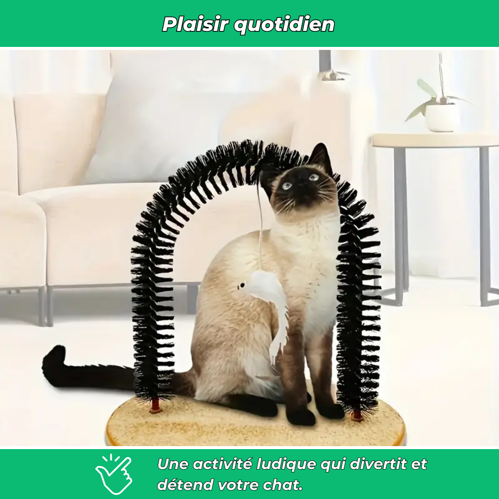 Arche de massage et brossage pour chat – Élimine poils et réduit le stress