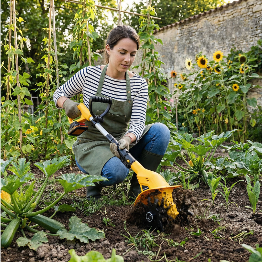 M10 Pro Motobineuse Électrique Sans Fil 20V | Motoculteur Portable de Jardin | Mini Cultivateur pour Potager et Bordures