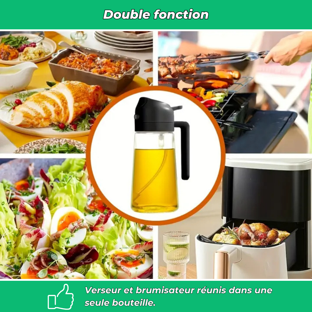 Vaporisateur d’huile d’olive 2 en 1 | Spray et verseur pratique pour cuisson, salade et barbecue