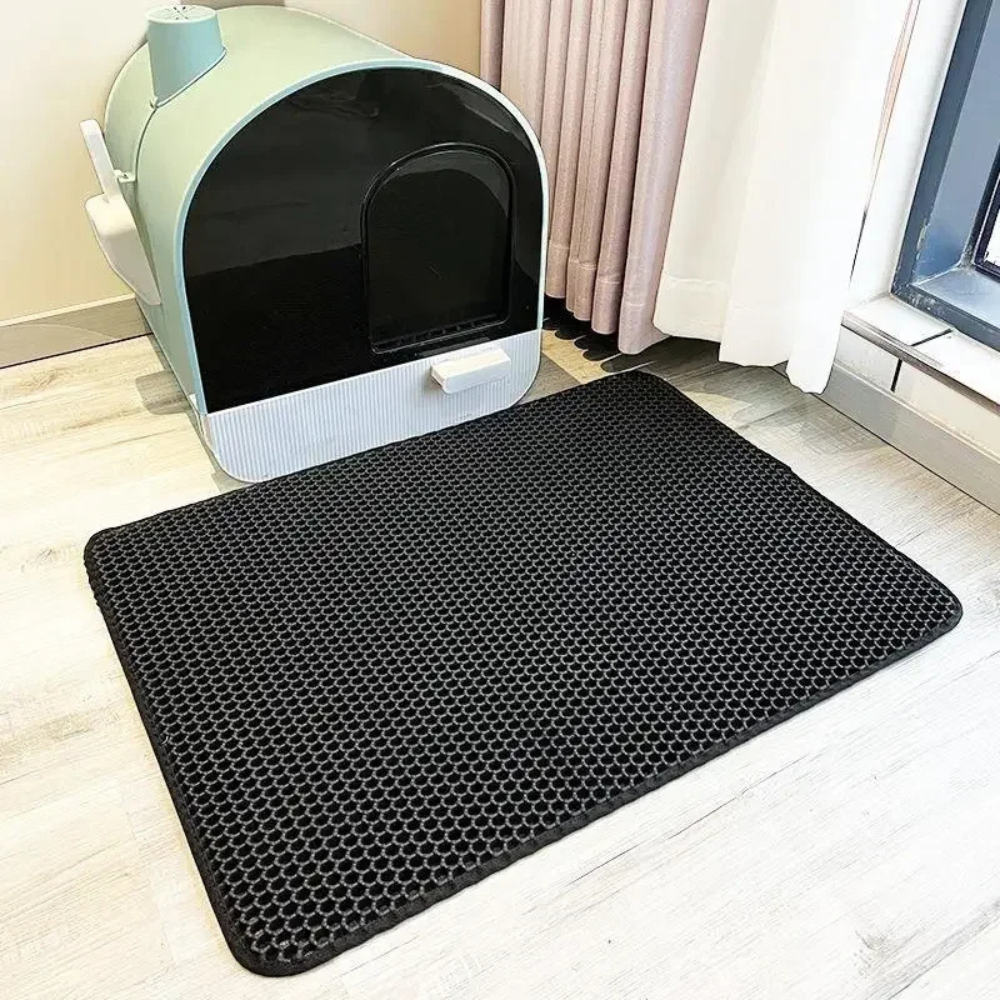 Tapis attrape-litière double couche pour chat – Anti-débordement et facile à nettoyer